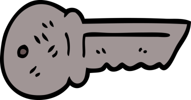 bir insan tarafından çizilmiş karikatür metal anahtarı.