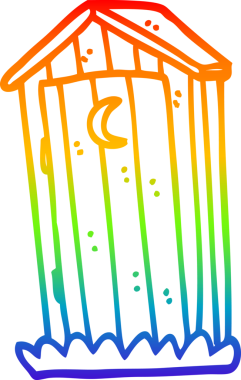 Gökkuşağı gradyan çizgi çizimi Bir insan tarafından çizilmiş eski bir açık hava tuvaleti