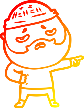 İnsan tarafından çizilmiş sakallı, endişeli bir çizgi film karakteri.