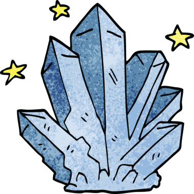 karikatür sihirli kristal bir insan tarafından çizildi