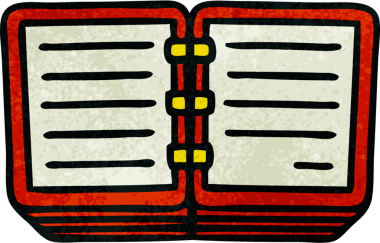 Bir insan tarafından çizilmiş not defterinin retro grunge desenli karikatürü.