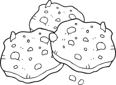 Bir insan tarafından çizilmiş siyah beyaz çikolata parçalı kurabiyeler.