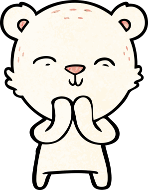 Bir insan tarafından çizilmiş mutlu kutup ayısı çizgi filmi.