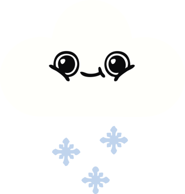 Bir insan tarafından çizilmiş bir kar bulutunun düz renkli retro karikatürü