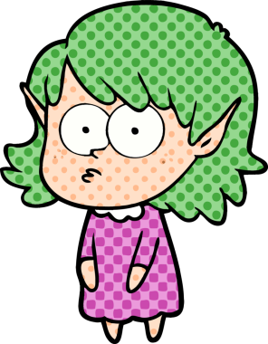 Bir insan tarafından çizilmiş çizgi film elf kızı.