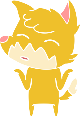 Bir insan tarafından çizilmiş düz renk çizgi film tilkisi