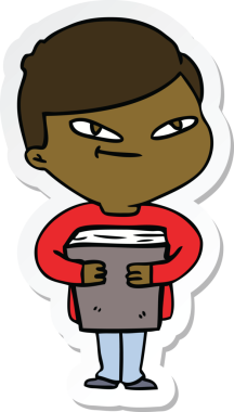 Bir insan tarafından çizilmiş bir çizgi film çocuğunun çıkartması.