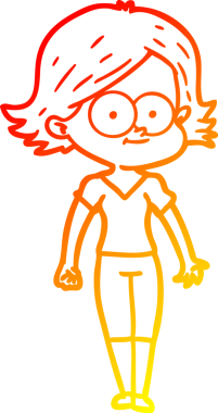 Bir insan tarafından çizilmiş mutlu bir çizgi film kızı çizimi