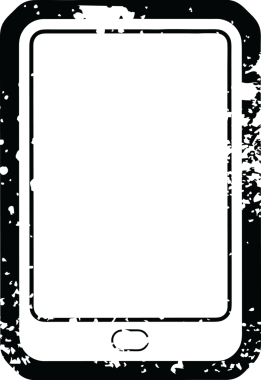 Bir insan tarafından çizilmiş tablet bilgisayarın sıkıntılı efekt vektör çizimi