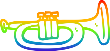 gökkuşağı gradyanı çizimi bir insan tarafından çizilmiş bir trompet