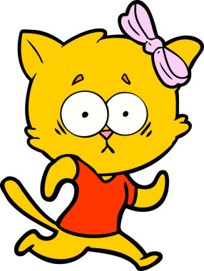 Bir insan tarafından çizilmiş çizgi film kedisi.