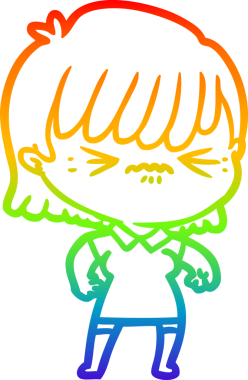 gökkuşağı gradyan çizimi bir insan tarafından çizilmiş bir çizgi film kızı