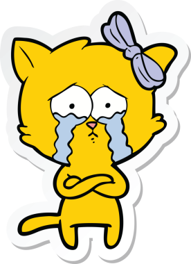 Bir insan tarafından çizilmiş çizgi film kedisinin çıkartması.