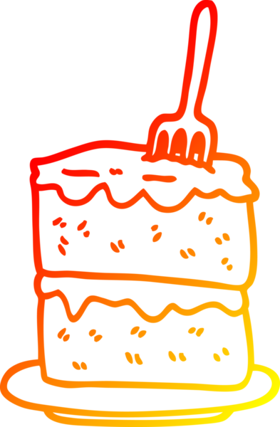 Bir insan tarafından çizilmiş bir pasta diliminin sıcak çizgi çizimi