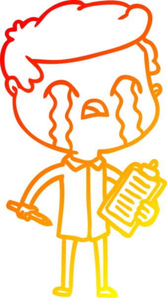 Bir insan tarafından çizilmiş ağlayan bir çizgi film satıcısının sıcak çizgi çizimi