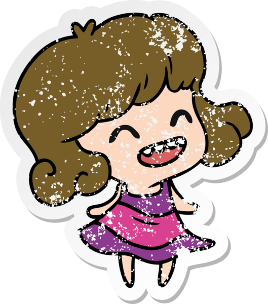 Bir insan tarafından çizilmiş tatlı kawai kızının serbest sticker 'ı.