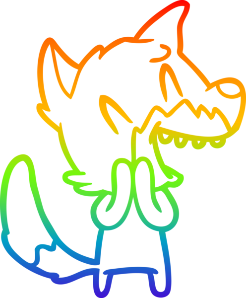 Bir insan tarafından çizilmiş gülen tilki çizgi filmi.