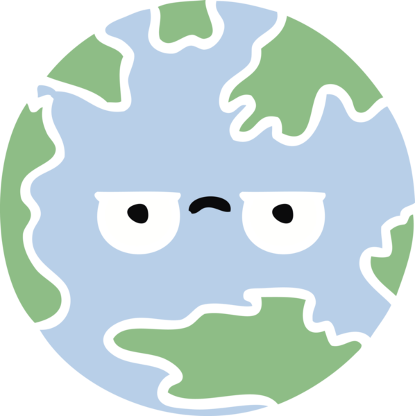 Bir insan tarafından çizilmiş düz renkli bir yeryüzü çizgi filmi.