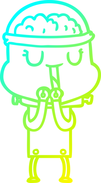 Bir insan tarafından çizilmiş mutlu çizgi film robotu çizimi.