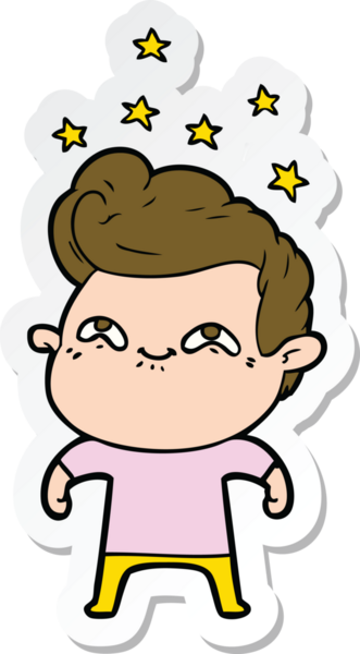 Bir insan tarafından çizilmiş heyecanlı bir adamın çıkartması.