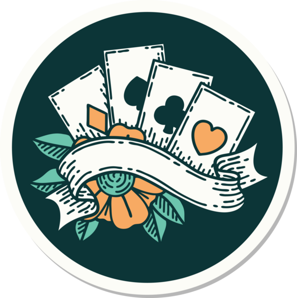 Geleneksel kart stili ve bir insan tarafından çizilmiş dövme çıkartması.