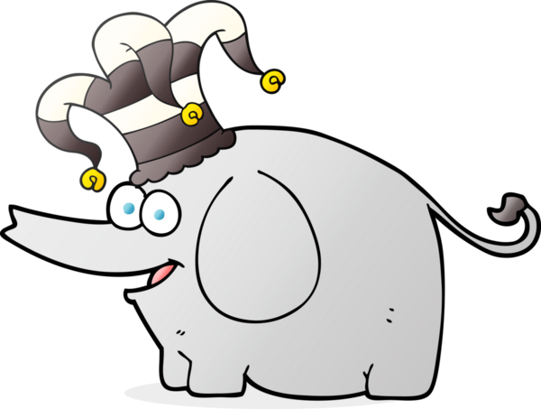 Bir insan tarafından çizilmiş sirk şapkası takan serbest çizim fili.