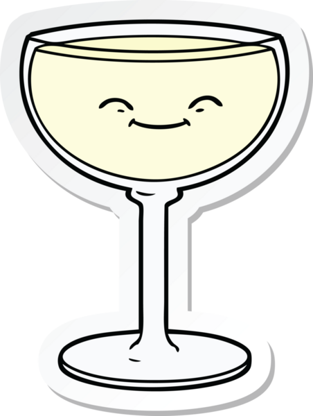 Bir insan tarafından çizilmiş bir bardak şarabın etiketi.