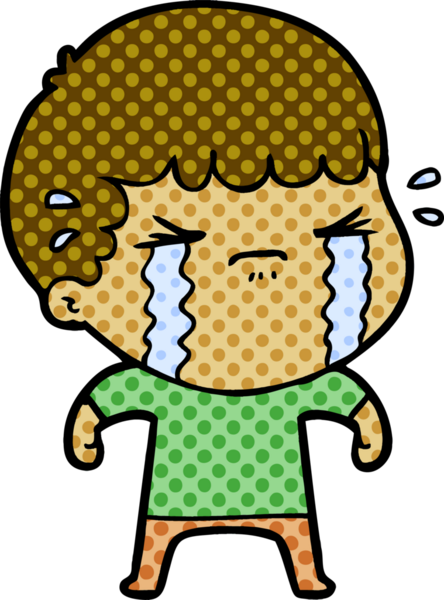 Bir insan tarafından çizilmiş ağlayan çizgi film adamı.