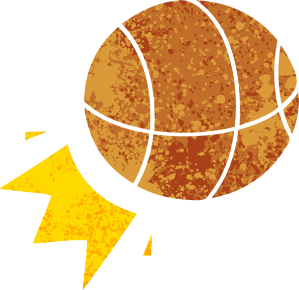 Bir insan tarafından çizilmiş bir basket topunun retro çizim tarzı karikatürü