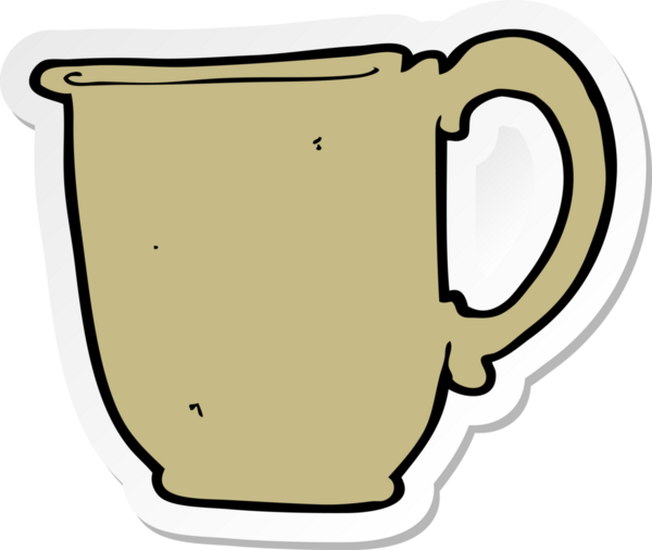 Bir insan tarafından çizilmiş bir karikatür bardağının çıkartması.