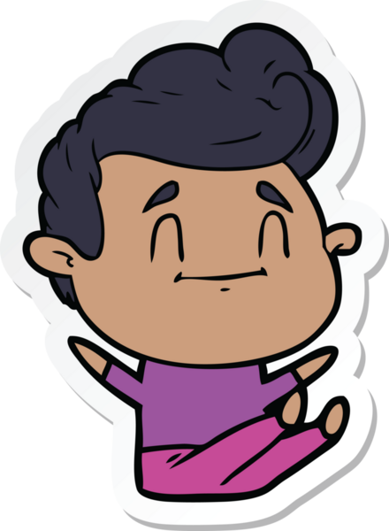 Bir insan tarafından çizilmiş mutlu bir çizgi film karakterinin çıkartması.