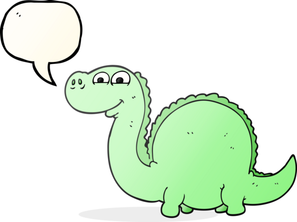 Bir insan tarafından çizilmiş serbest konuşma balonu karikatürü dinozor.