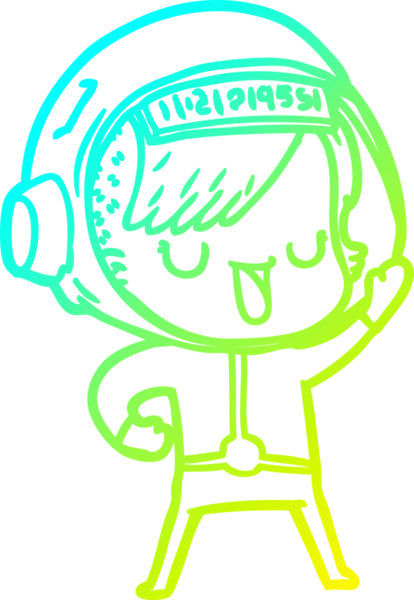 Bir insan tarafından çizilmiş soğuk gradyan çizgili astronot kadın çizimi.