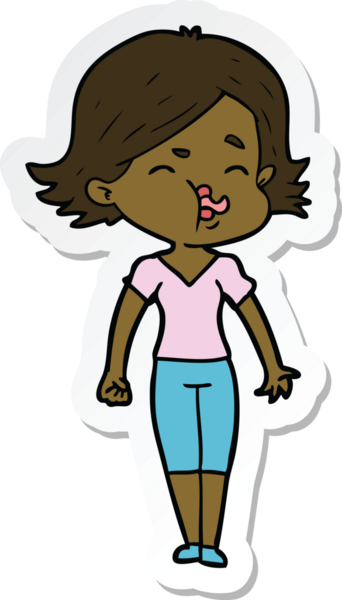 Bir insan tarafından çizilmiş bir karikatür kızının çıkartması.