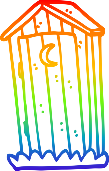 Gökkuşağı gradyan çizgi çizimi Bir insan tarafından çizilmiş eski bir açık hava tuvaleti