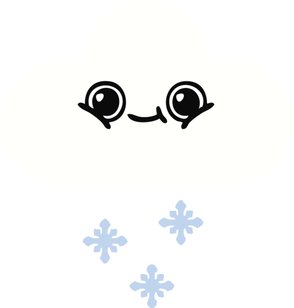 Bir insan tarafından çizilmiş bir kar bulutunun düz renkli retro karikatürü