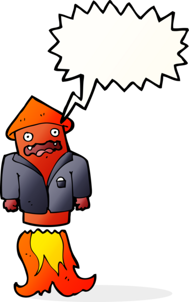 Bir insan tarafından çizilmiş konuşma balonlu iş elbisesi içinde havai fişekler.