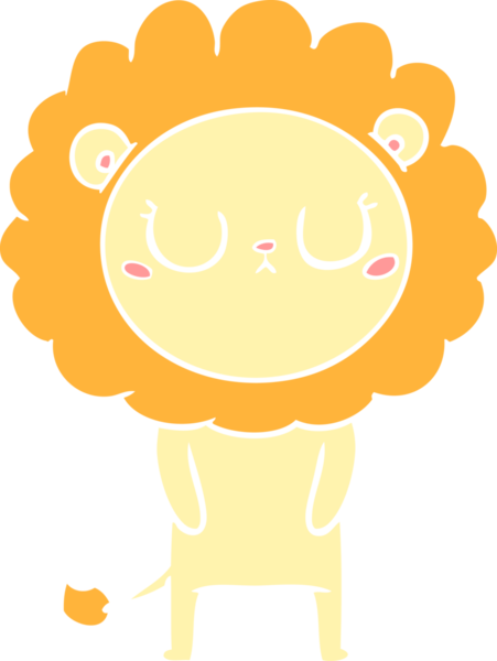 Bir insan tarafından çizilmiş düz renkli çizgi film aslanı