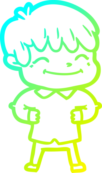 Bir çizgi film karakteri çizen soğuk çizgi bir insan tarafından çizilmiş mutlu çocuk.