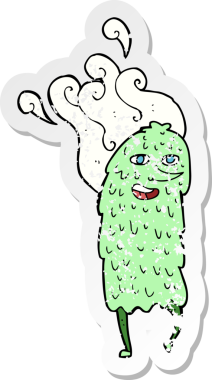 Bir insan tarafından çizilmiş karikatür canavarının geriletilmiş çıkartması.