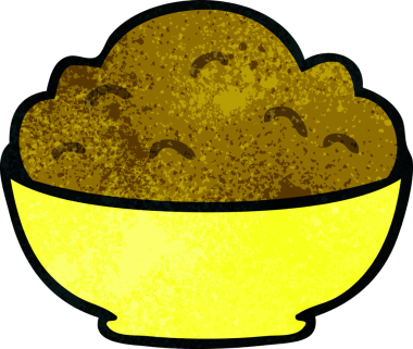 Bir insan tarafından çizilmiş garip bir puding kasesi.