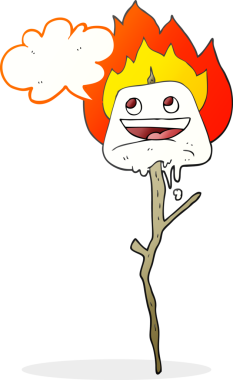 Serbest konuşma balonu karikatürü bir insan tarafından çizilmiş marşmelov.