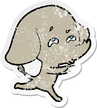 Bir insan tarafından çizilmiş karikatür filinin sıkıntılı çıkartması