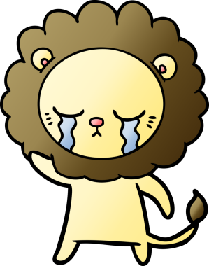 Bir insan tarafından çizilmiş ağlayan çizgi film aslanı.