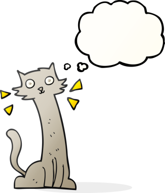 Bir insan tarafından çizilmiş serbest çizim baloncuk çizgi film kedisi.