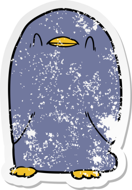 Bir insan tarafından çizilmiş karikatür pengueninin sıkıntılı çıkartması.