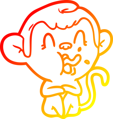 İnsan tarafından çizilmiş çılgın bir çizgi maymunun sıcak çizgi çizimi