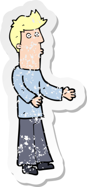 Bir insan tarafından çizilmiş bir çizgi film karakterinin gerilimli çıkartması.