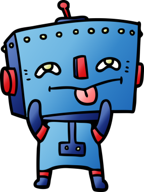 Bir insan tarafından çizilmiş çizgi film robotu