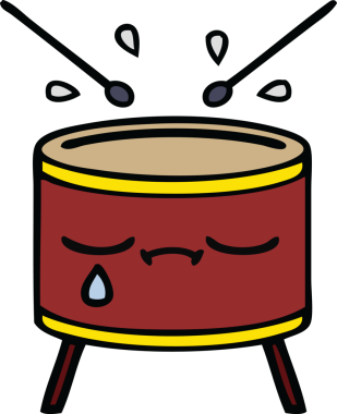 Bir insan tarafından çizilmiş şirin bir davul karikatürü.